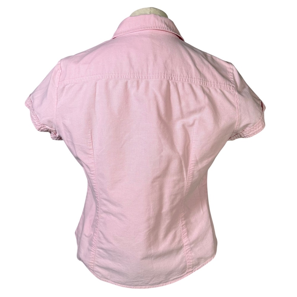 VTG J.Crew Womens Pink Cotton Oxford Short Sleeve Button Down Shirt XL - Picture 2 of 9